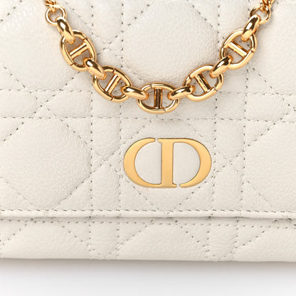 Christian Dior Supple Calfskin Cannage Caro Pouch with Chain Latte 8 of 10