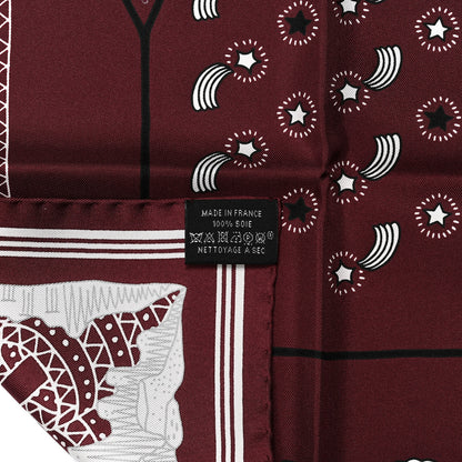 Hermes Silk Les Canyons Etoiles Bandana Scarf 55 Bordeaux White Black 3 of 5