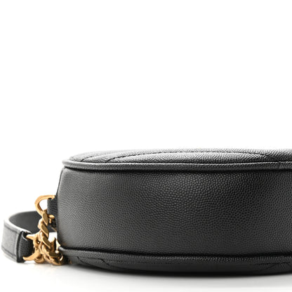 Saint Laurent Grain De Poudre Matelasse Chevron Quilted Round Vinyle Camera Bag Black 8 of 9