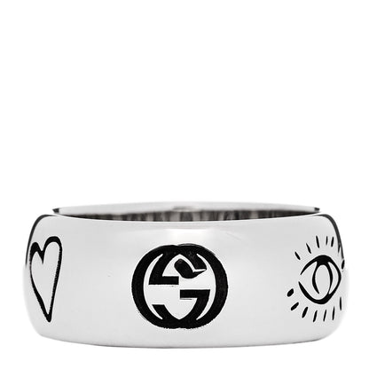 Gucci Sterling Silver Wide Blind for Love Band Ring 60 9.25 3 of 5