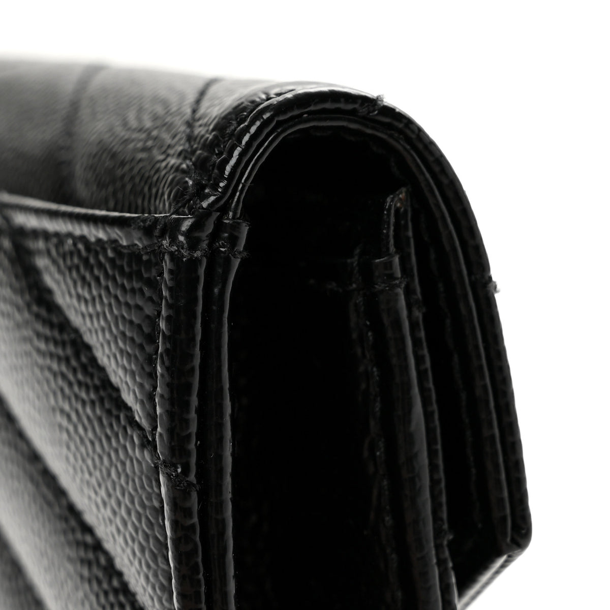 Grain De Poudre Matelasse Chevron Small Monogram Envelope Wallet Black