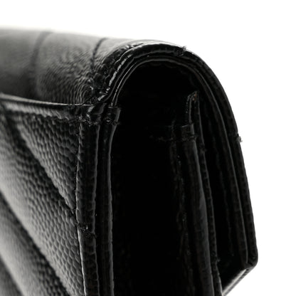 Saint Laurent Grain De Poudre Matelasse Chevron Small Monogram Envelope Wallet Black 8 of 10