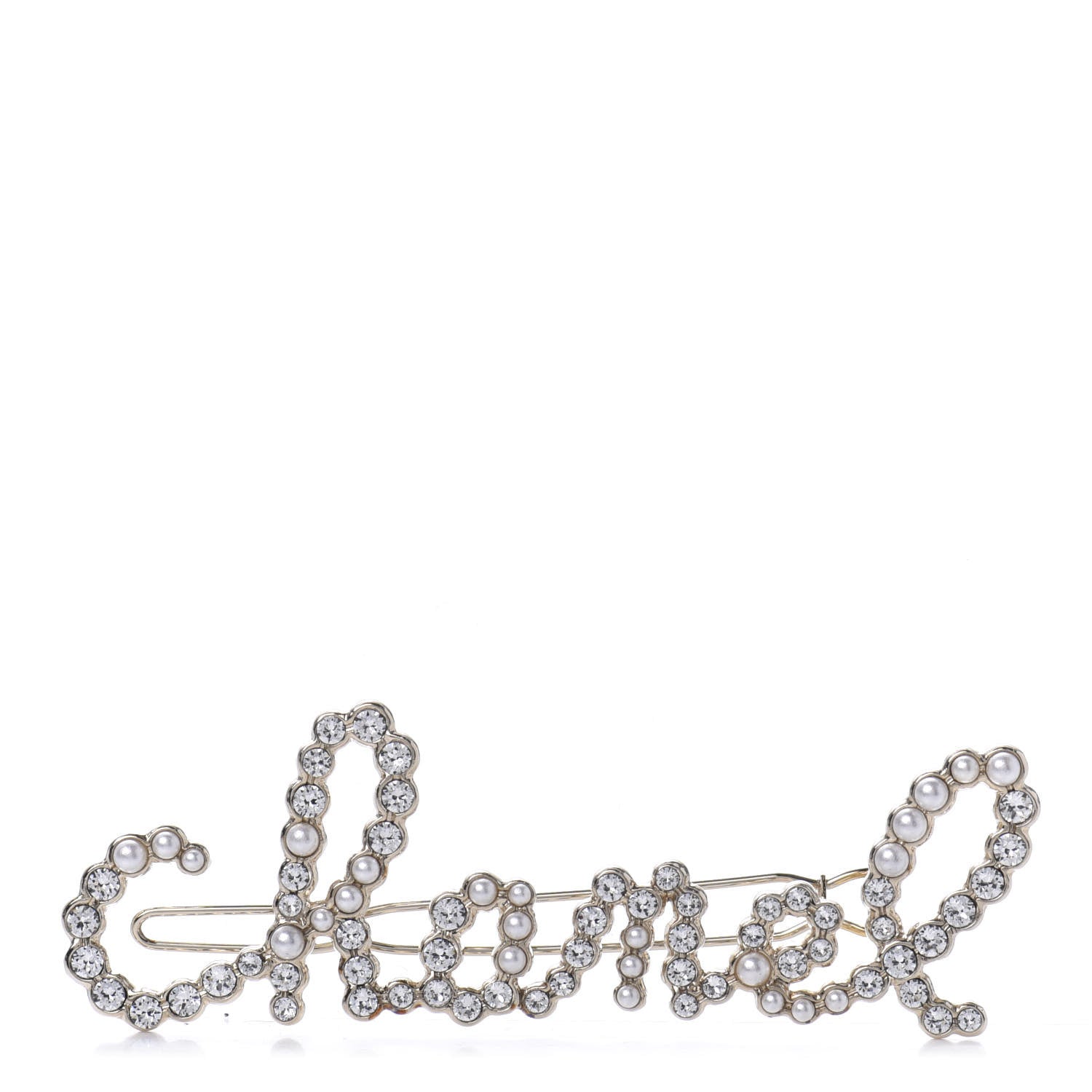 Chanel Metal Glass Swirling Pearls Hair Clip Gold 1 of 5