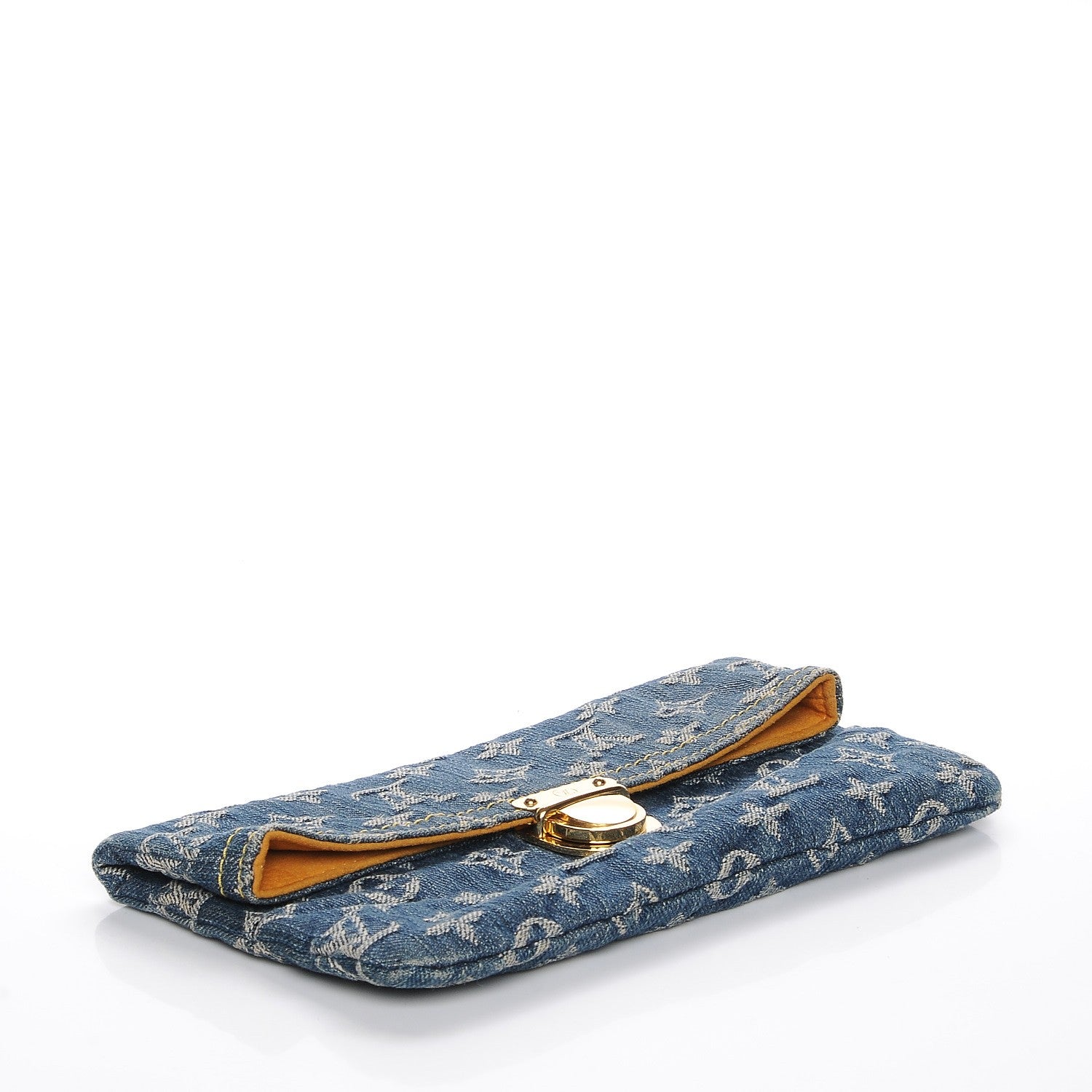 Louis Vuitton Monogram Denim Pochette Plat Clutch Blue 4 of 7
