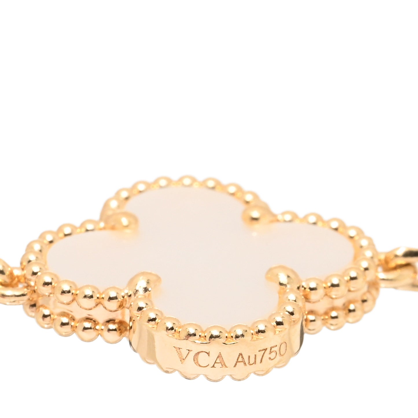 18K Yellow Gold Mother of Pearl 5 Motifs Vintage Alhambra Bracelet