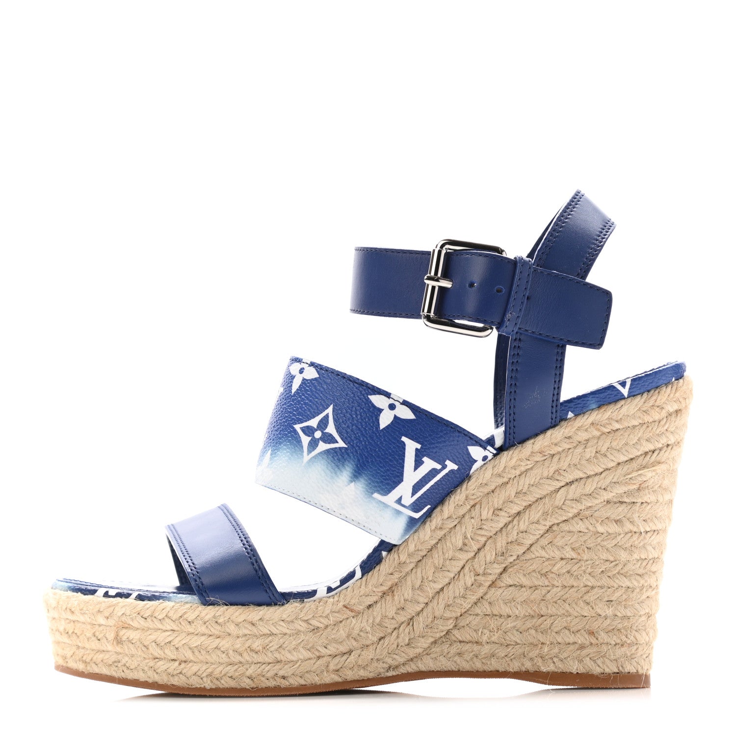 Louis Vuitton Monogram Escale Starboard Wedge Sandal 41 Blue 1 of 12