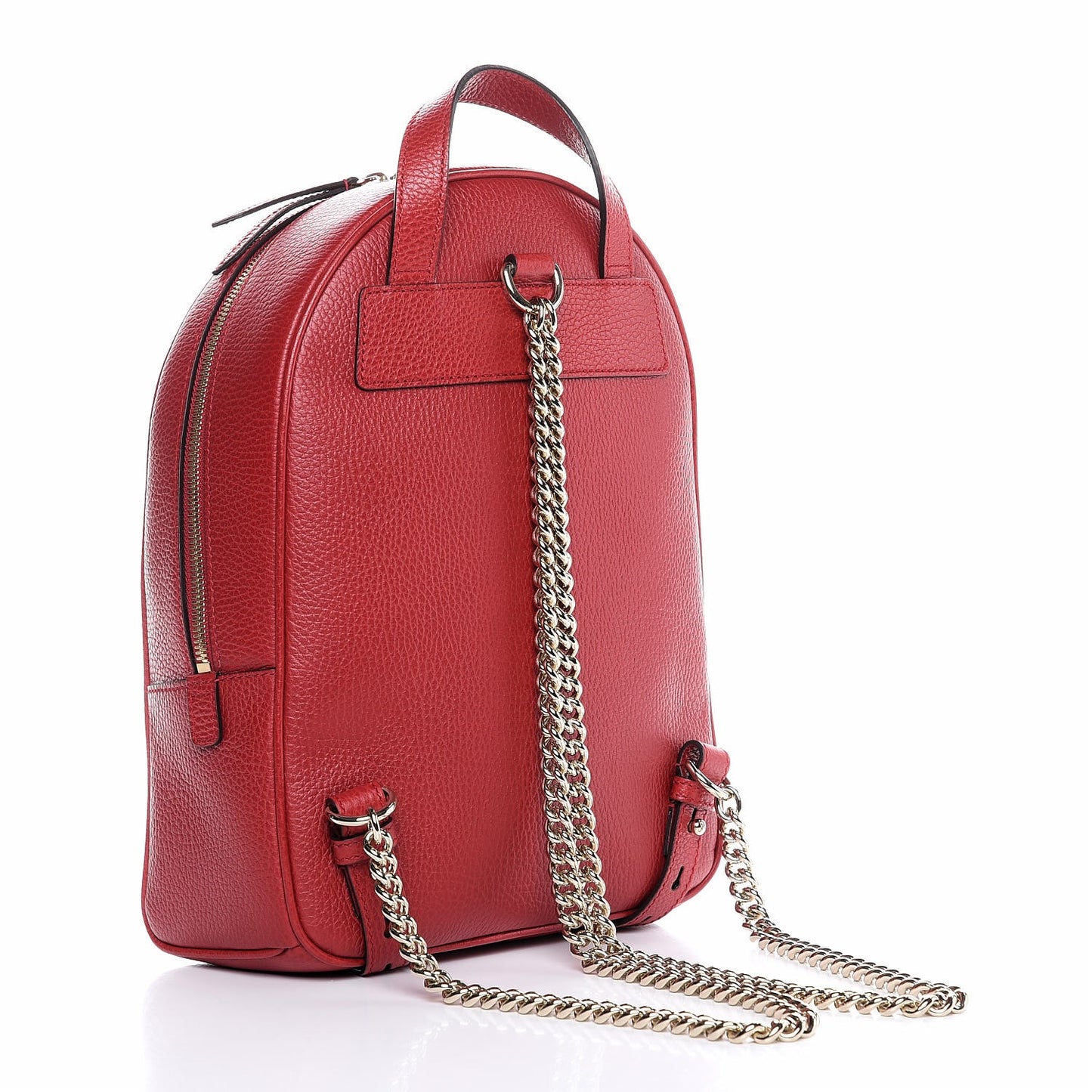 Pebbled Calfskin Soho Chain Backpack Red