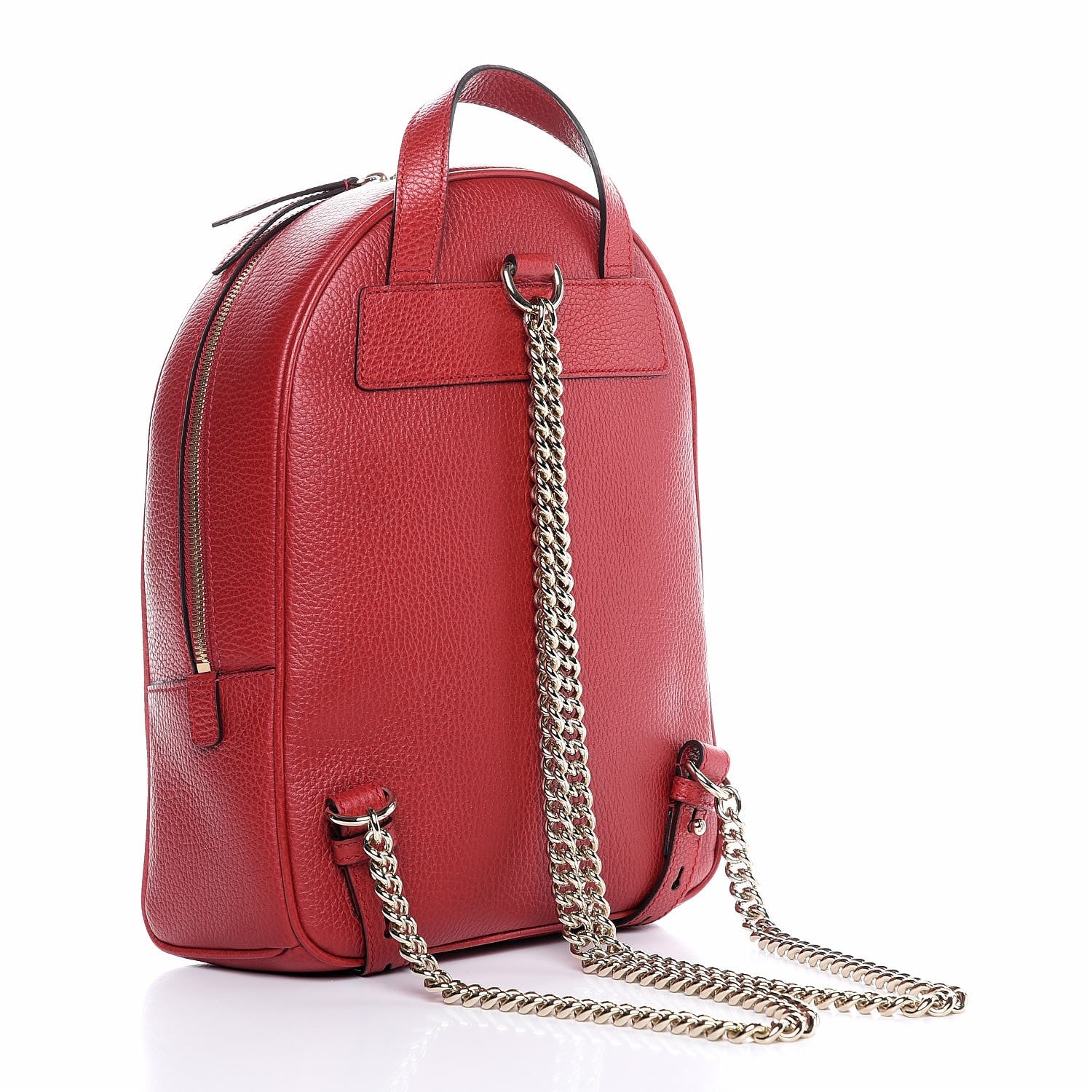 Gucci Pebbled Calfskin Soho Chain Backpack Red 3 of 7
