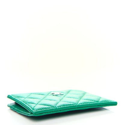 Chanel Caviar Quilted CC Zip Card Holder Green 4 of 8