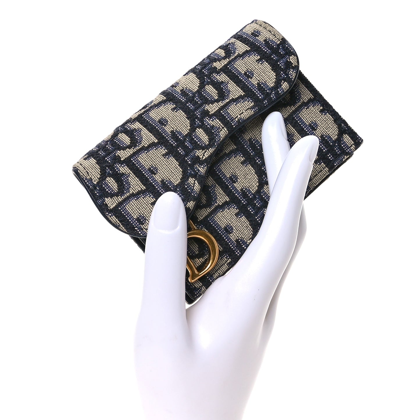 Oblique Saddle Card Holder Blue