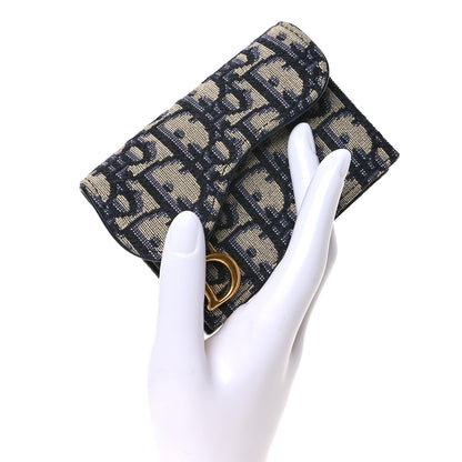 Christian Dior Oblique Saddle Card Holder Blue 2 of 7