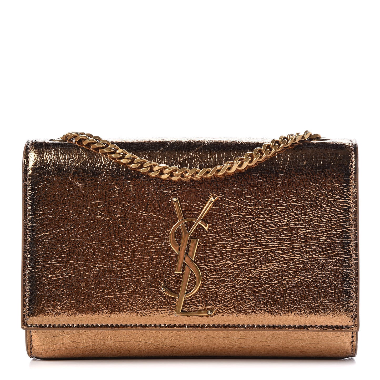Metallic Calfskin Small Classic Monogram Kate Satchel Bronze