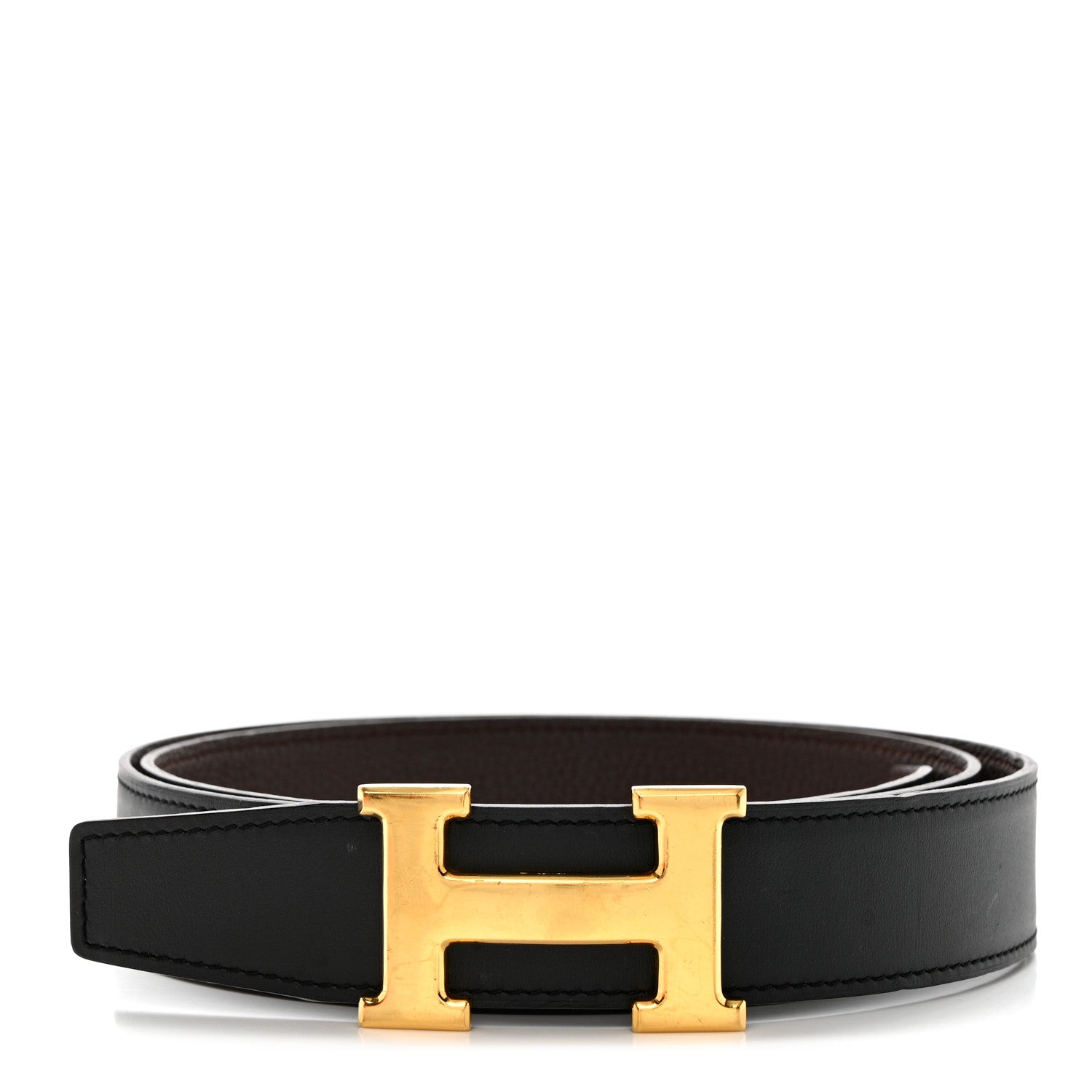 Hermes Swift Togo 32mm H Belt 95 38 Black Chocolate 1 of 6