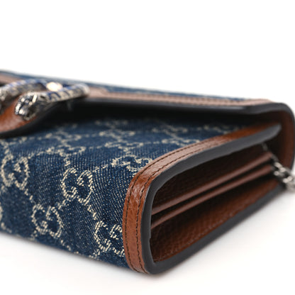 Gucci New Denim GG Monogram Dollar Calfskin Enamel Mini Dionysus Chain Wallet Blue Tea Cuir Epilog Electric Blue 10 of 11