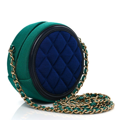 Chanel Jersey Quilted Round Filigree Crossbody Blue Green 2 of 7