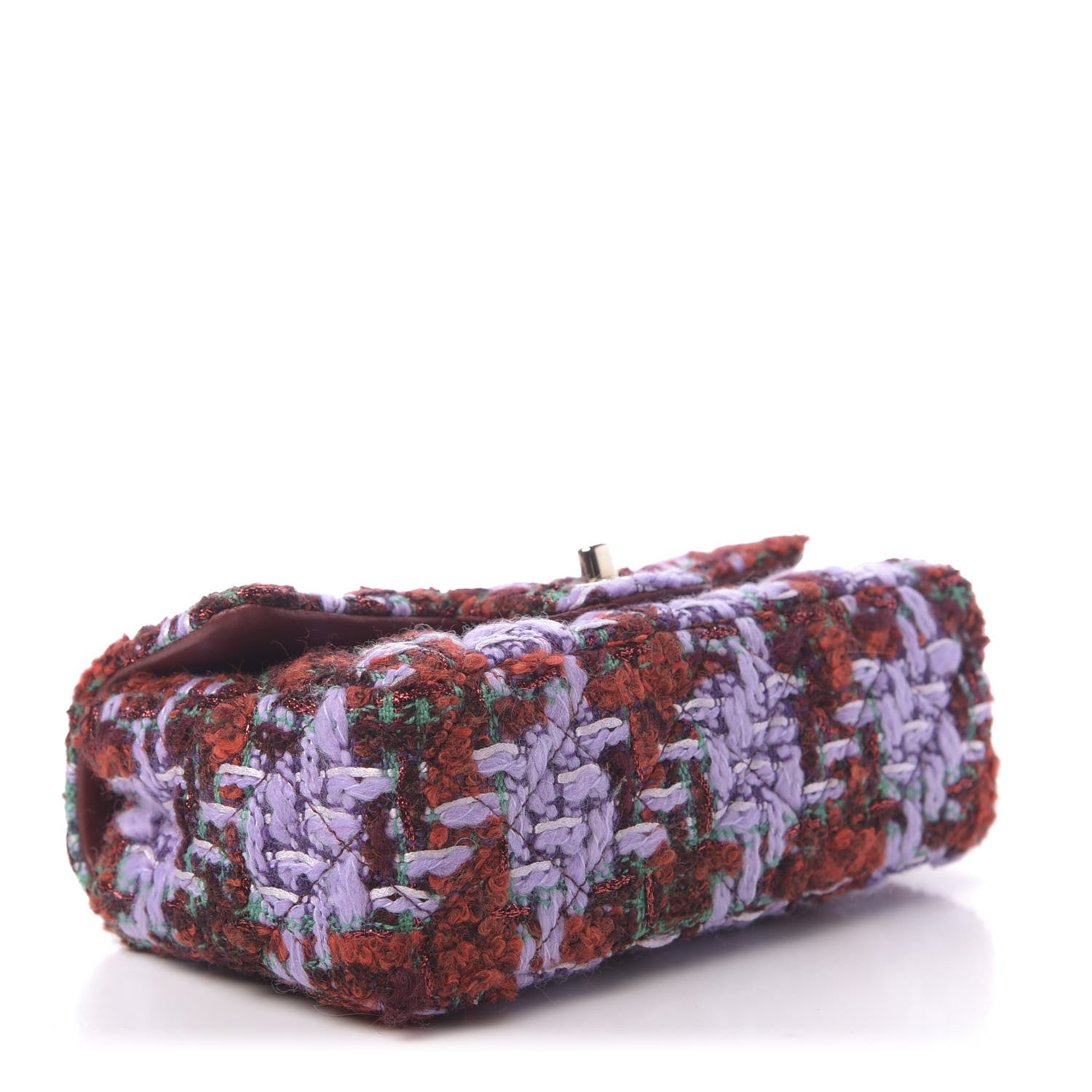 Chanel Tweed Quilted Mini Rectangular Flap Red Purple Green 4 of 11