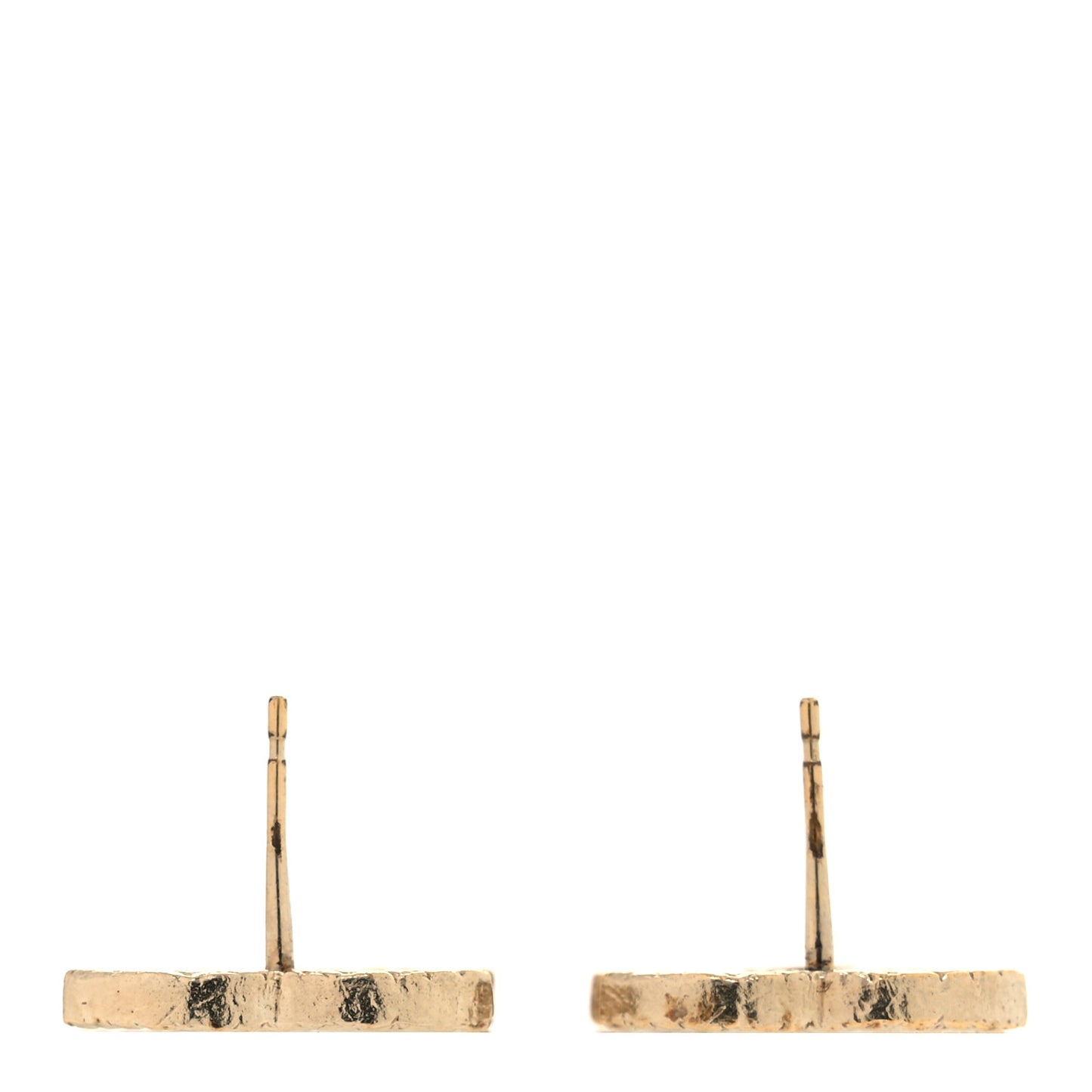 Metal Textured CC Earrings Gold
