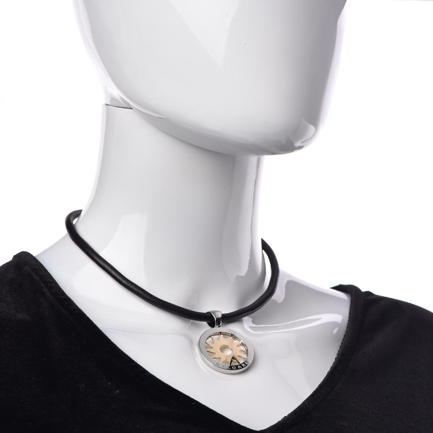 18K Yellow Gold Stainless Steel Tondo Sun Pendant Necklace