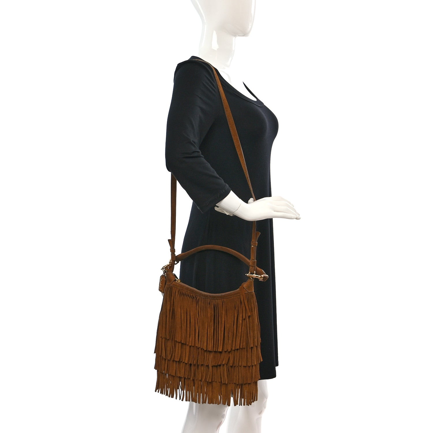 Saint Laurent Suede Calfskin Small Emmanuelle Fringe Hobo Bag Light Ocre 3 of 13
