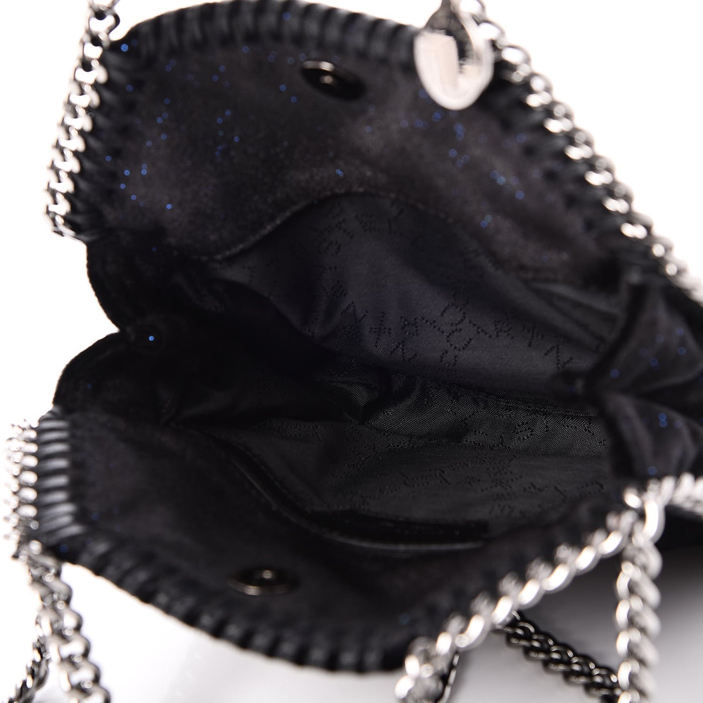 Glitter Velvet Tiny Falabella Tote Black
