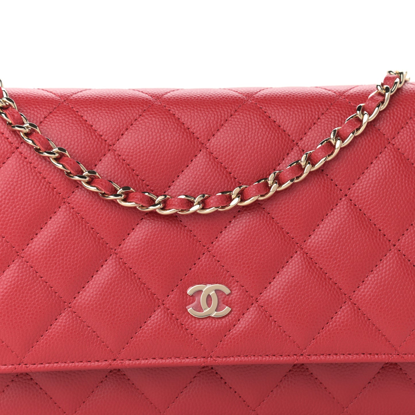Caviar Quilted Wallet On Chain WOC Red