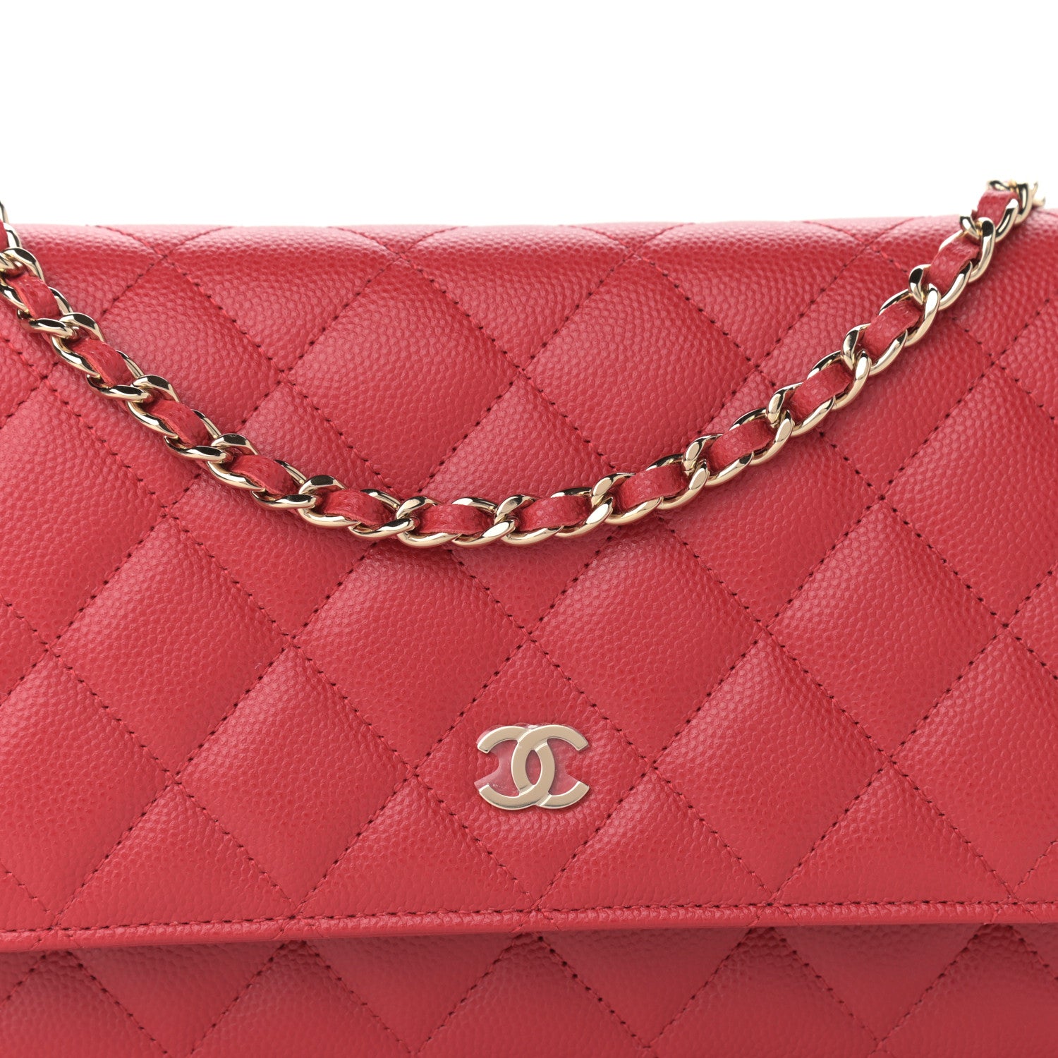 Chanel Caviar Quilted Wallet On Chain WOC Red 9 of 12