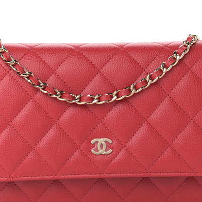 Chanel Caviar Quilted Wallet On Chain WOC Red 9 of 12