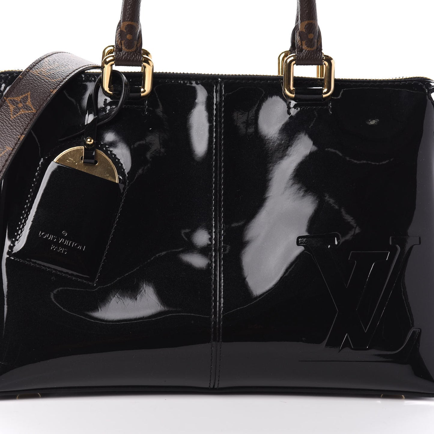 Patent Calfskin Miroir Tote Black