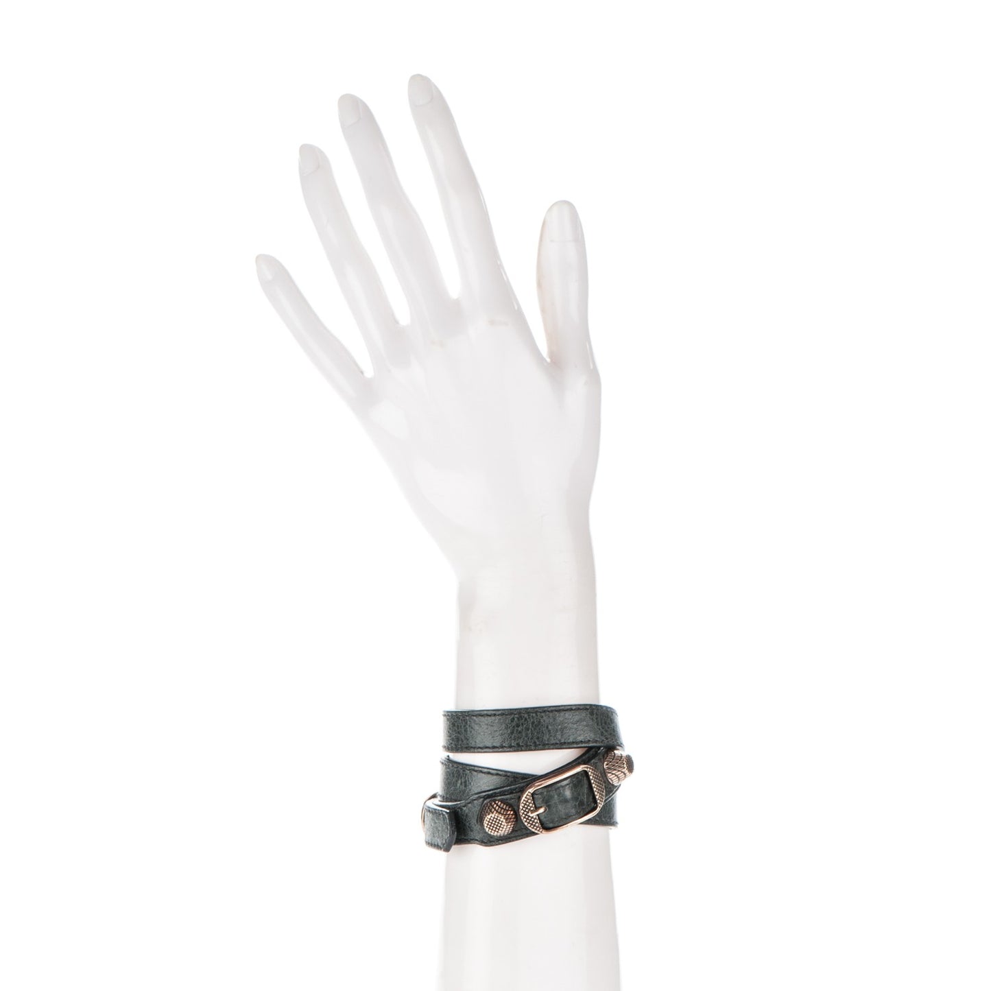 Agneau Giant 12 Rose Gold Hardware Triple Tour Bracelet Anthracite