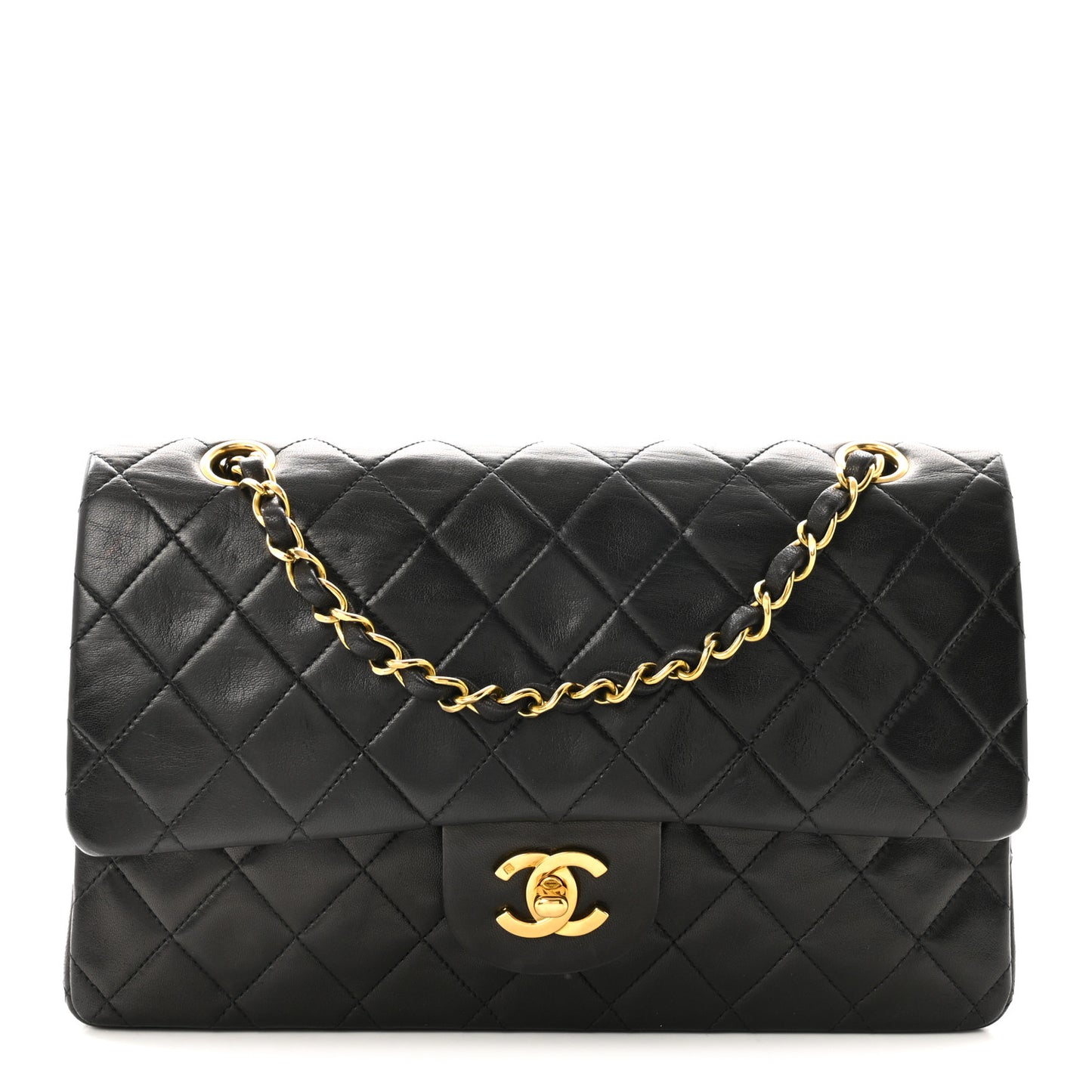 Lambskin Quilted Small Double Flap Black