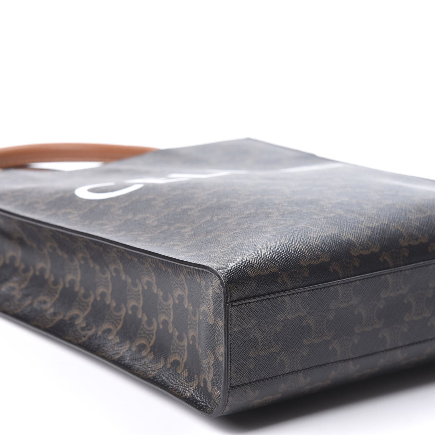 Triomphe Canvas Calfskin Small Vertical Cabas Tan