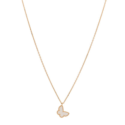 Van Cleef & Arpels 18K Yellow Gold Mother of Pearl Sweet Alhambra Butterfly Pendant Necklace 1 of 5