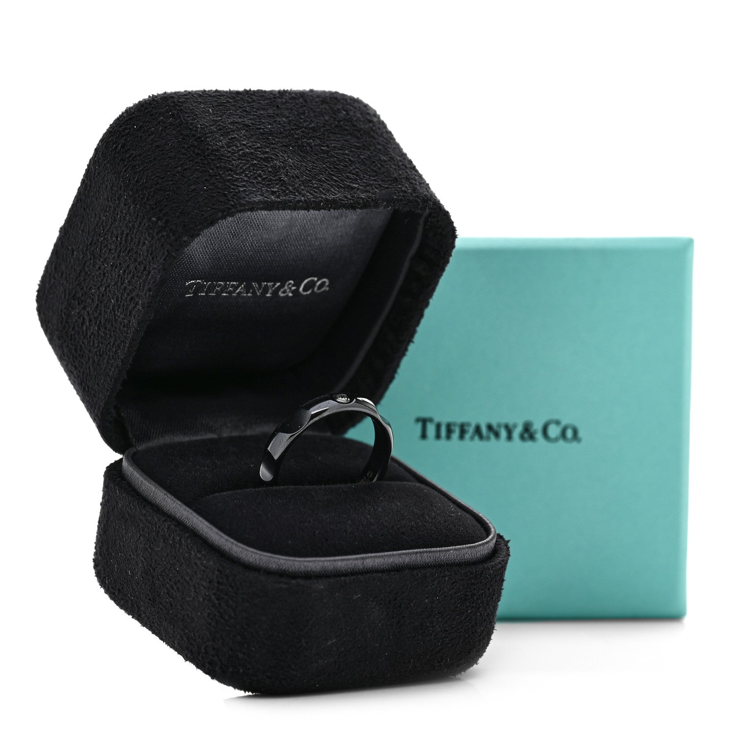 Tiffany Sterling Silver Titanium Diamond Narrow Paloma's Groove Ring 56 7.5 6 of 6