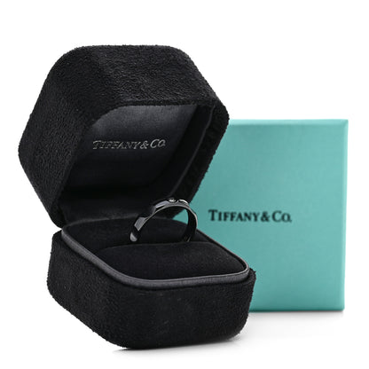 Tiffany Sterling Silver Titanium Diamond Narrow Paloma's Groove Ring 56 7.5 6 of 6
