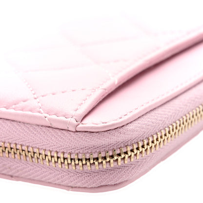 Chanel Lambskin Quilted Zip Around Coin Purse Light Pink 10 of 10