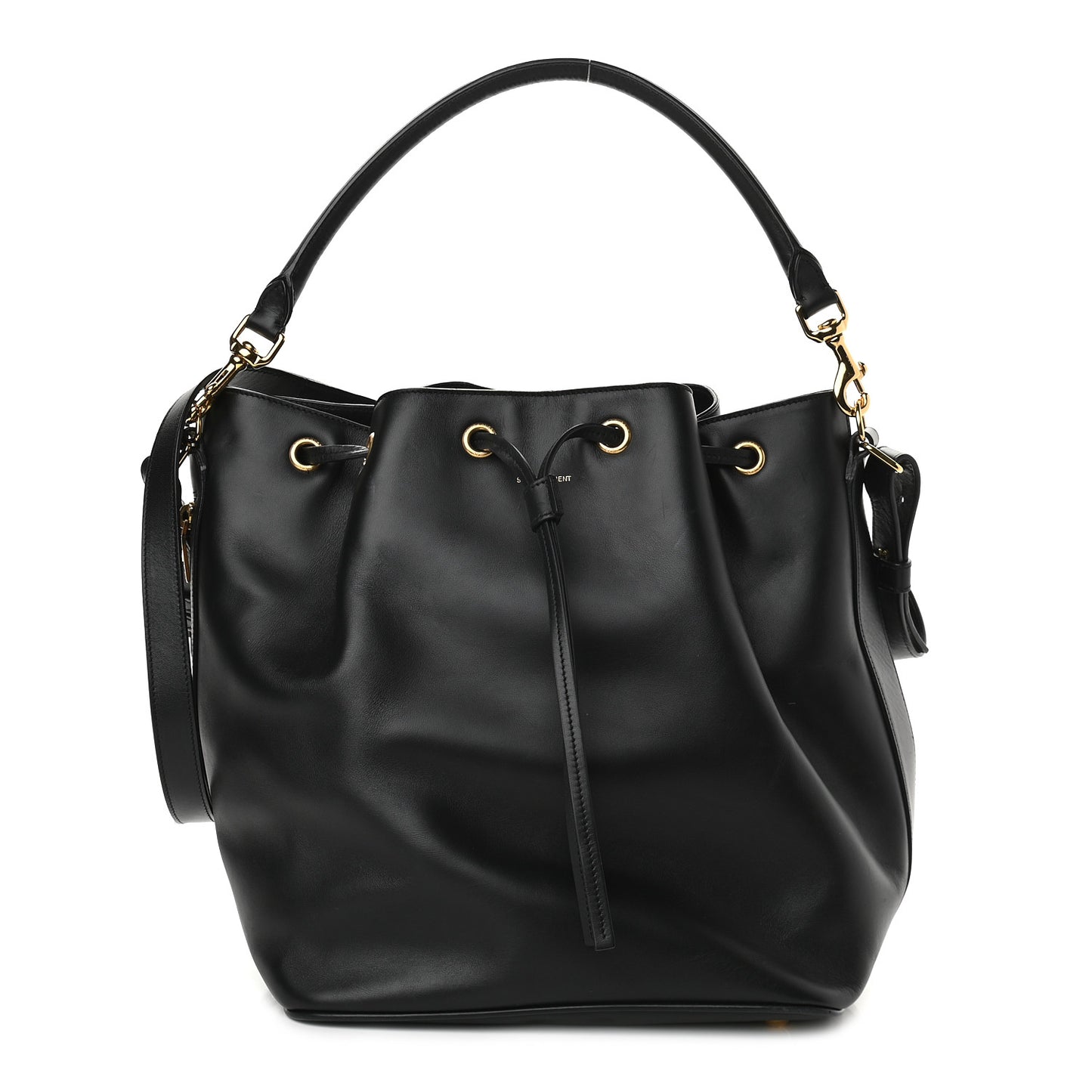 Calfskin Large Emmanuelle Bucket Bag Black