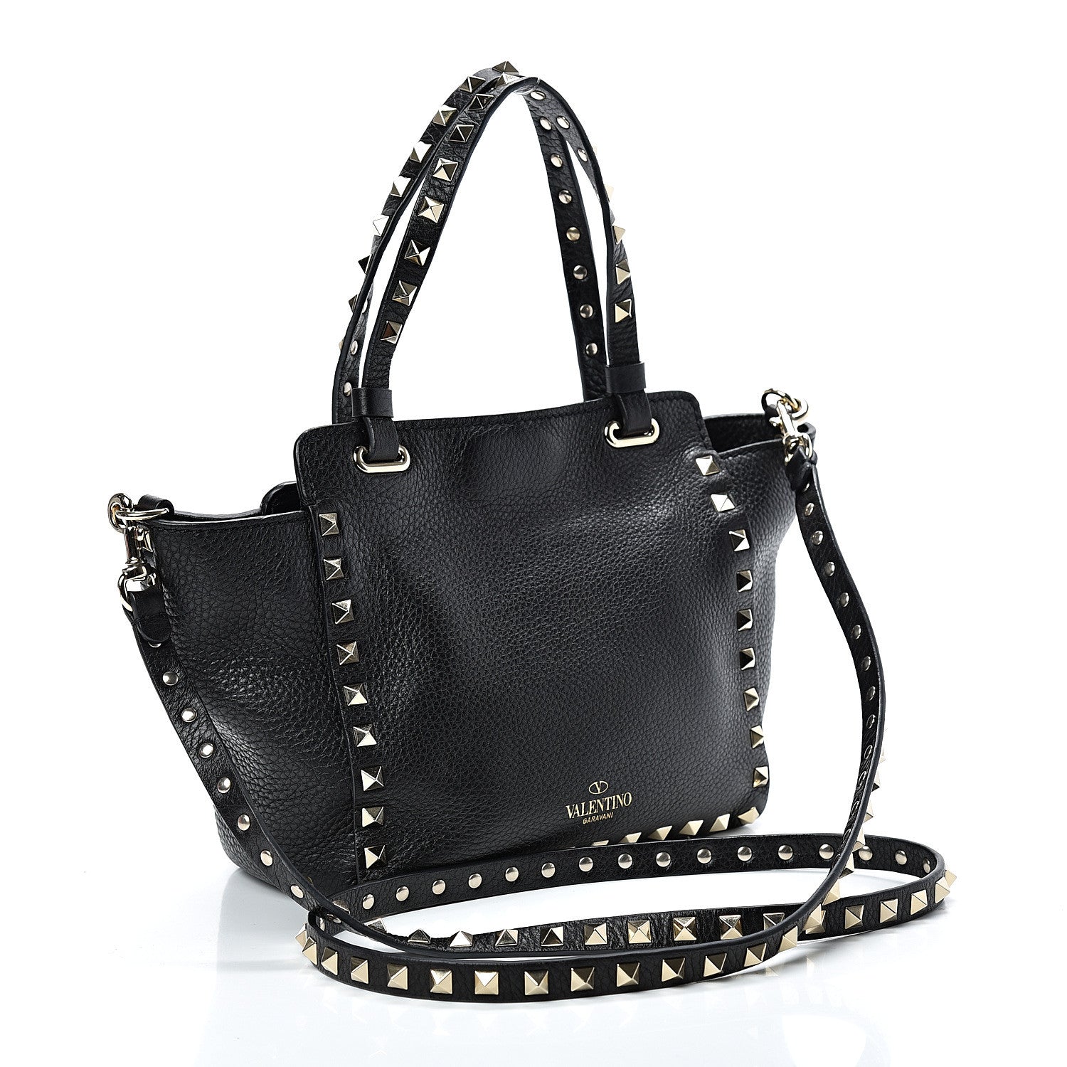 Valentino Garavani Pebbled Calfskin Mini Rockstud Tote Black 2 of 8