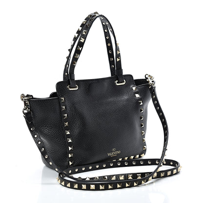 Valentino Garavani Pebbled Calfskin Mini Rockstud Tote Black 2 of 8