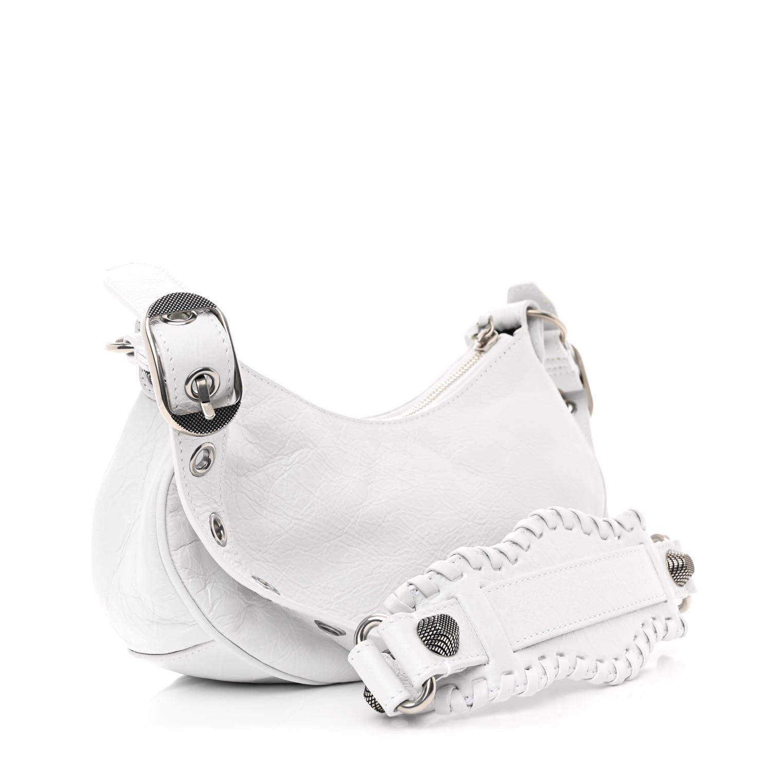 Balenciaga Agneau Arena Lunar New Year Graffiti Logo Le Cagole Shoulder Bag XS Optic White 4 of 12