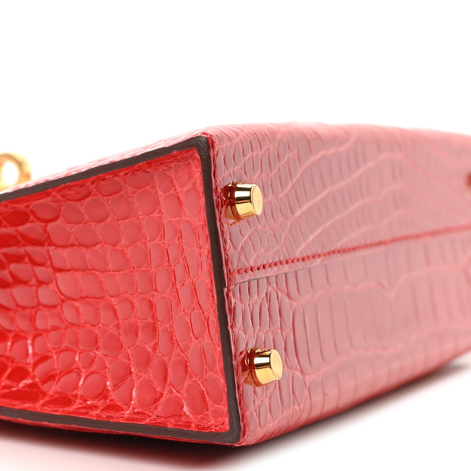 Hermes Shiny Alligator Horseshoe Mini Kelly Sellier 20 Rouge de Coeur Rose Mexico 8 of 10