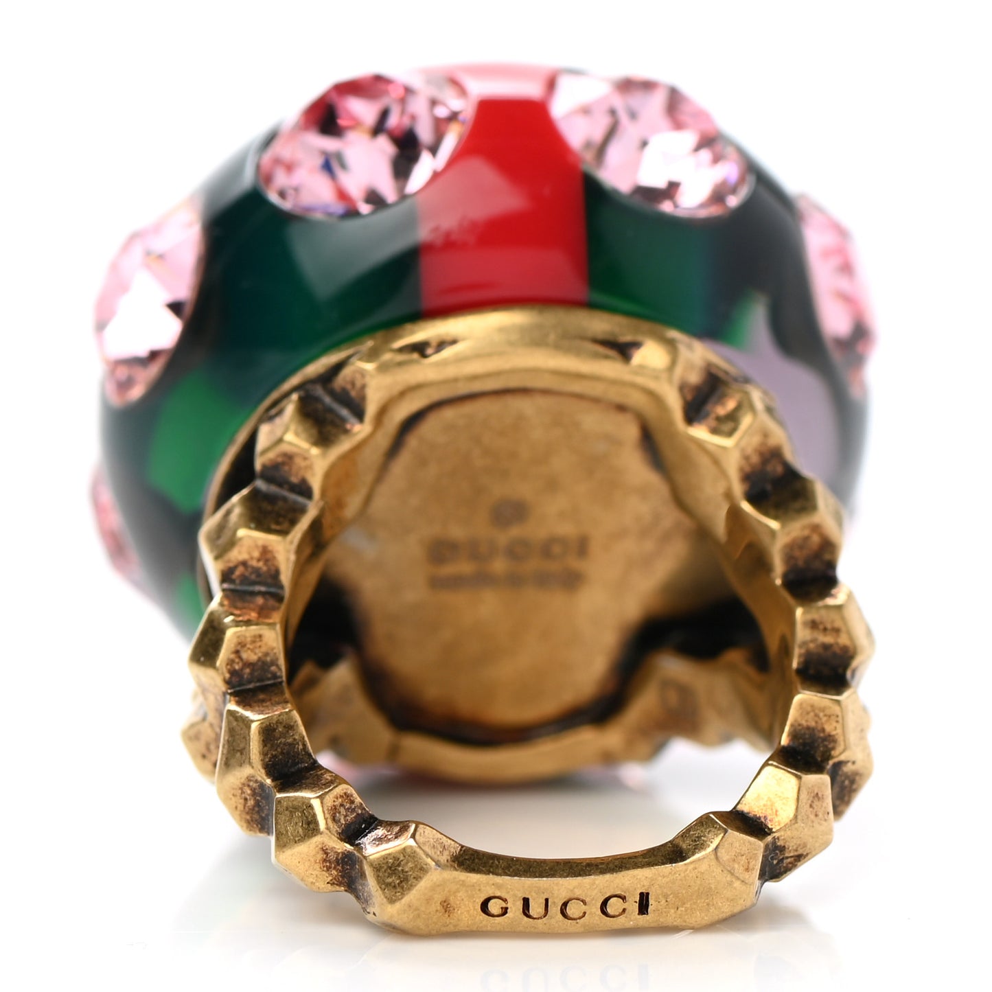 Crystal Resin Sylvie Vintage Web Ring XS Green Red