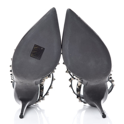 Valentino Garavani Calfskin Nappa Rockstud Ankle Strap 100mm Pumps 39.5 Black 5 of 9