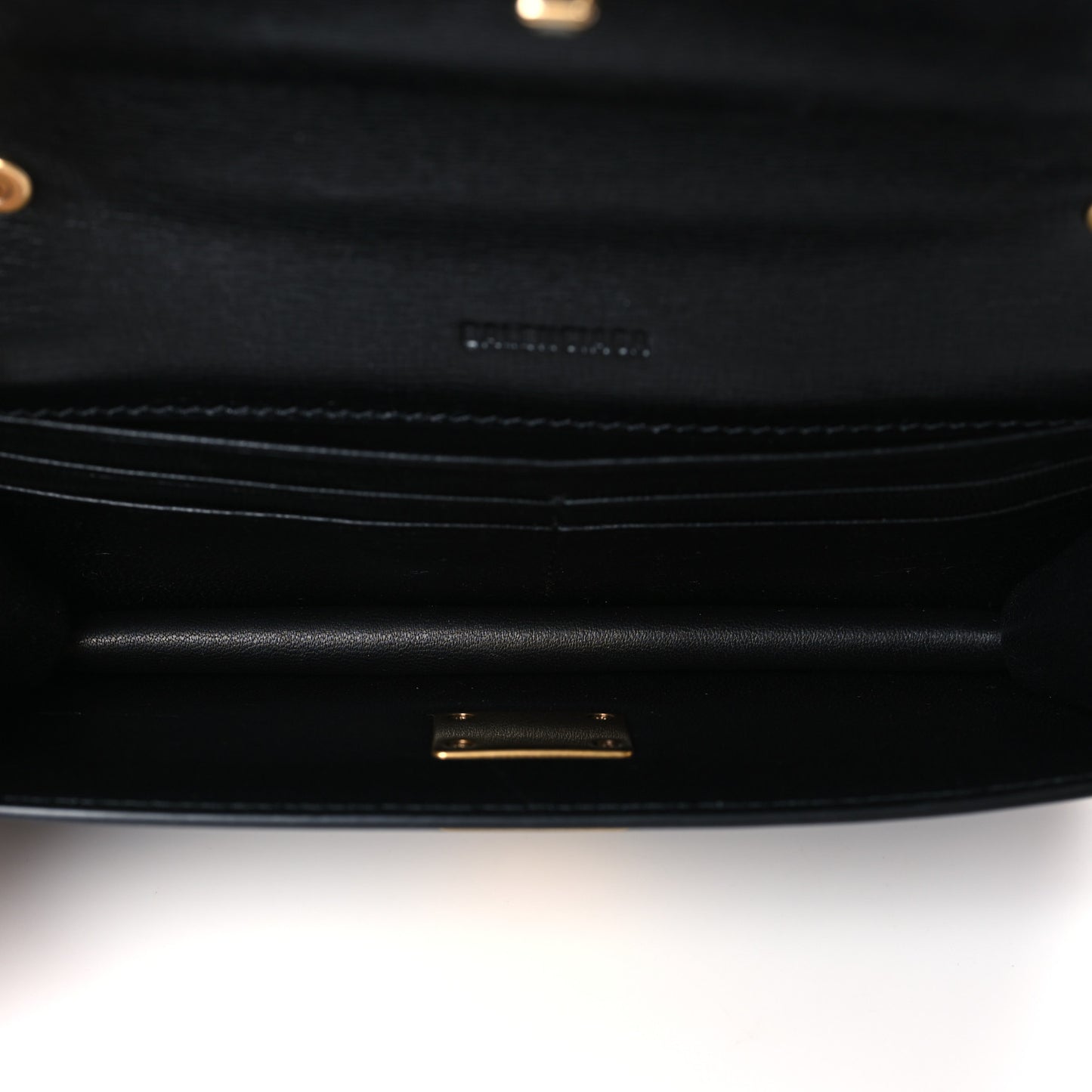 Calfskin Stripe Embossed Gossip Chain Bag XS Black