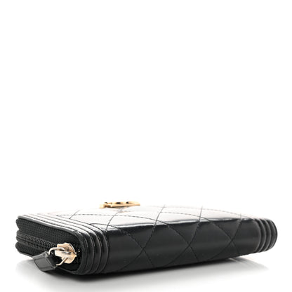Chanel Iridescent Glazed Calfskin Quilted Small Boy Zip Around Wallet Black 4 of 12