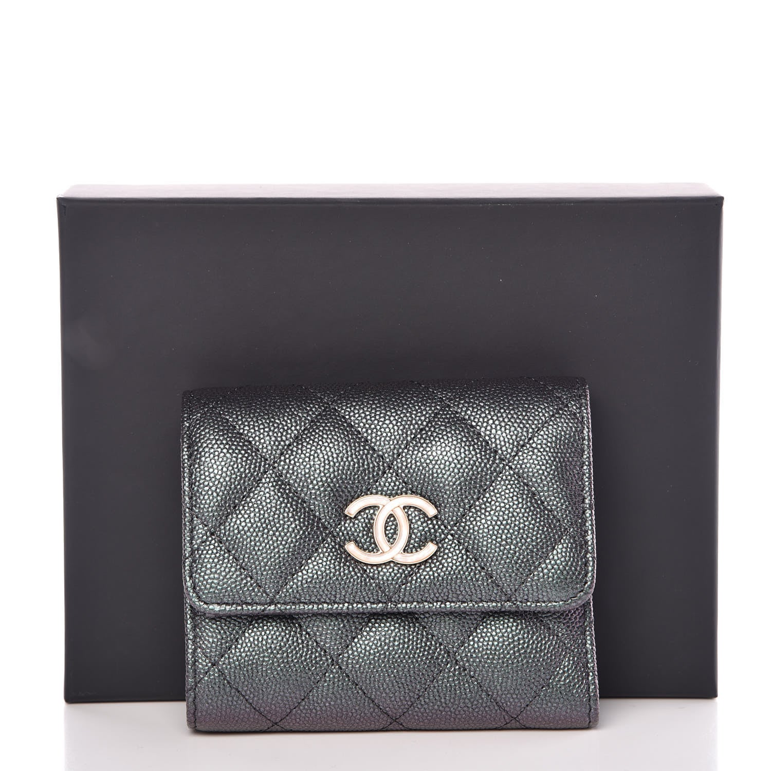 Chanel Iridescent Caviar Quilted Small Wallet Black 9 of 9