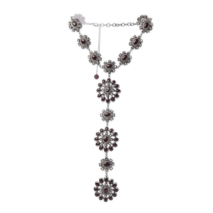 Chanel Gripoix Medallion Necklace Burgundy Silver 3 of 5