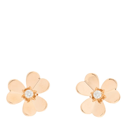 Van Cleef & Arpels 18K Rose Gold Diamond Small Frivole Earrings 1 of 6