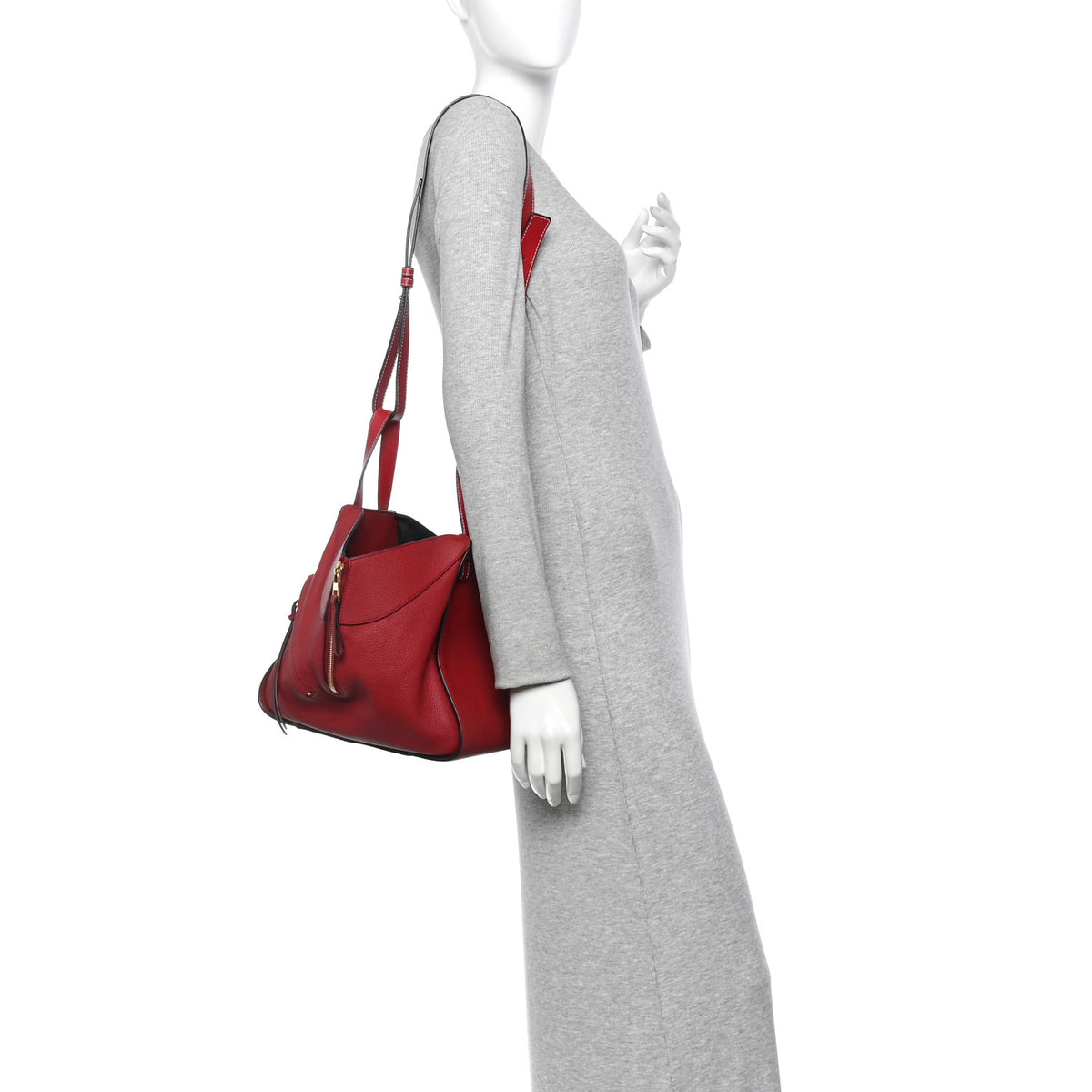 Grained Calfskin Small Hammock Shoulder Bag Raspberry