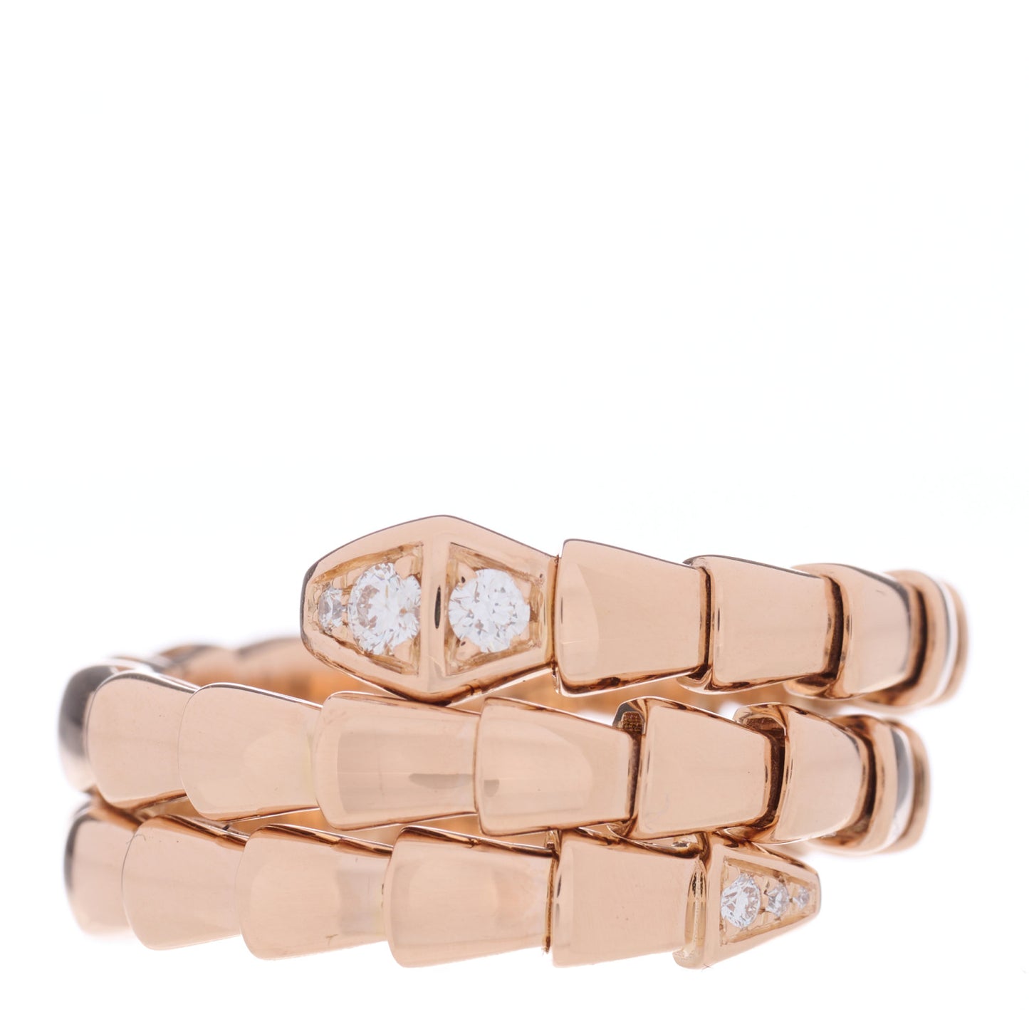 18K Rose Gold Diamond Serpenti Viper Wrap Ring L