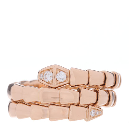 Bulgari 18K Rose Gold Diamond Serpenti Viper Wrap Ring L 1 of 4